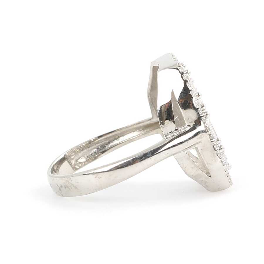 925 Sterling Silver Square Baguette Zircon Statement Ring