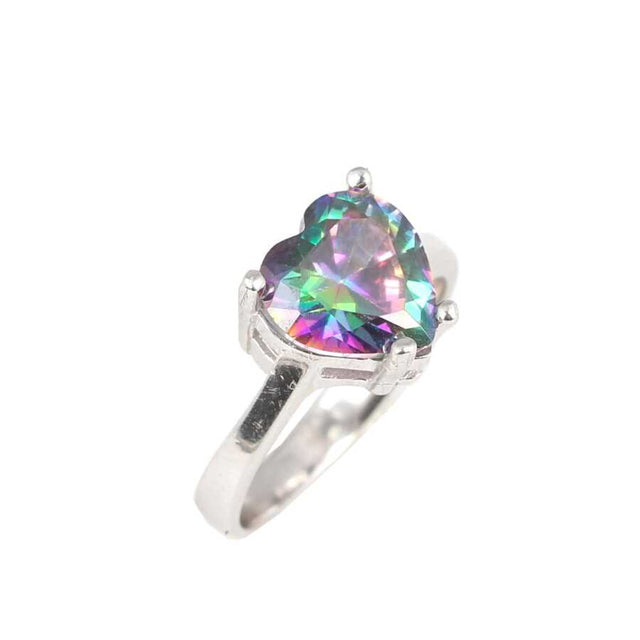 925 Sterling Silver Mystic Topaz Ring - Enchanting Heart Gemstone