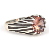 Anillo para Hombre de Plata Esterlina 925 - Diseño Redondo con Piedra Preciosa Zultanita
