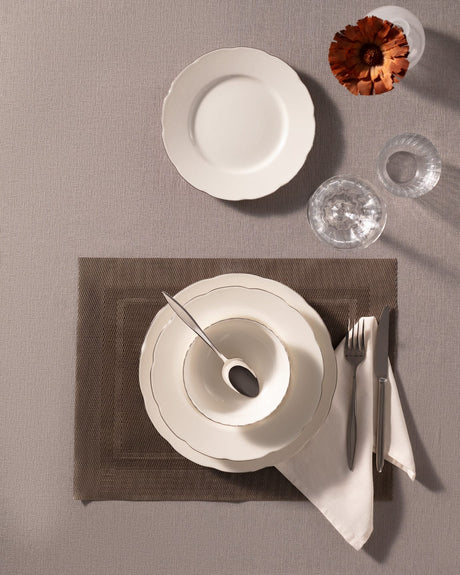 New Bone China 6-Person Dinner Set - Gold & Platinum Accents