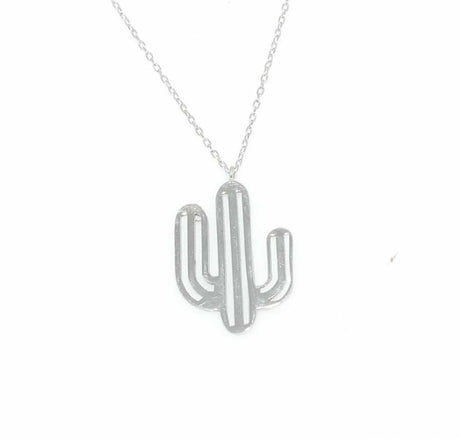 925 Sterling Silver Cactus Pendant Necklace - Elegant Nature-Inspired Style