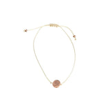 Sterling Silver Rose Pink Round Charm String Bracelet