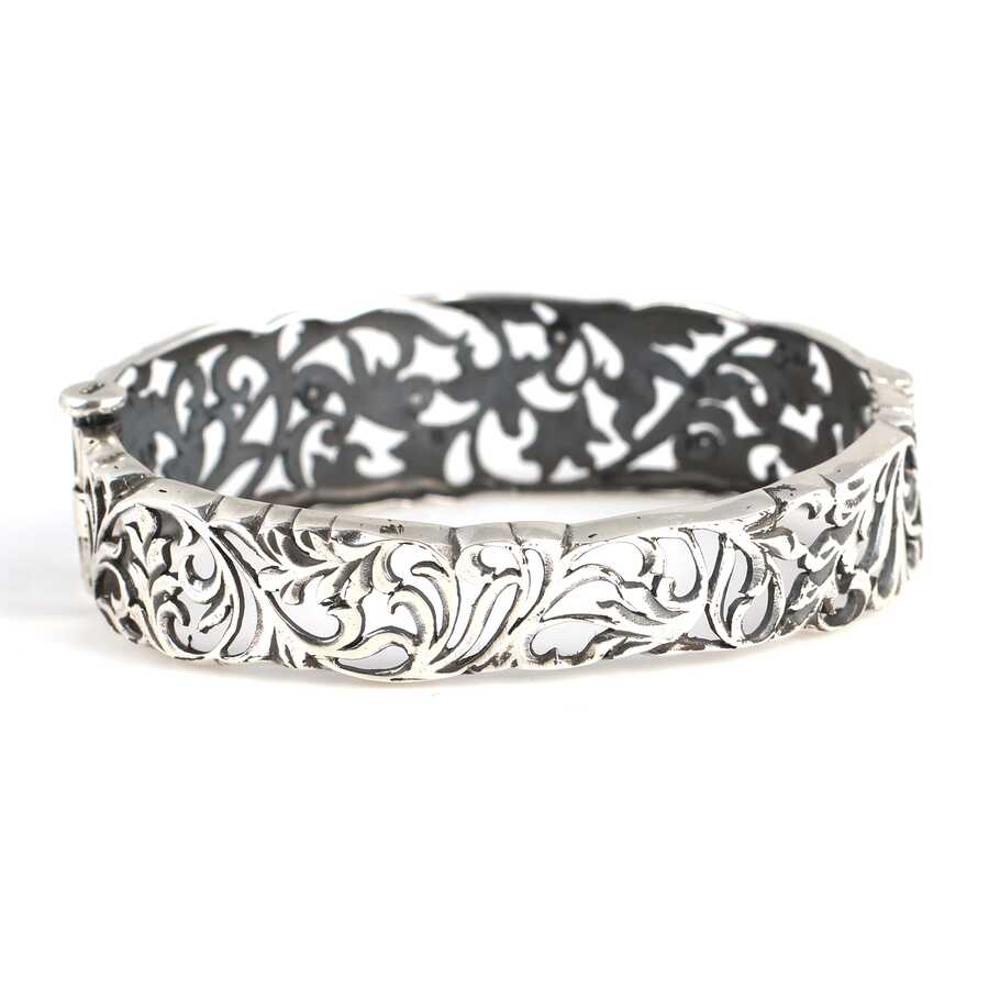 Sterling Silver Zircon Bracelet - Oval Filigree Design