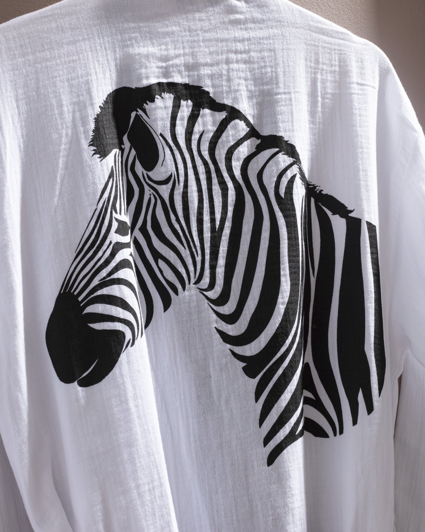 100% Cotton Muslin Bathrobe - Lightweight Black/White