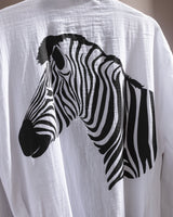 100% Cotton Muslin Bathrobe - Lightweight Black/White