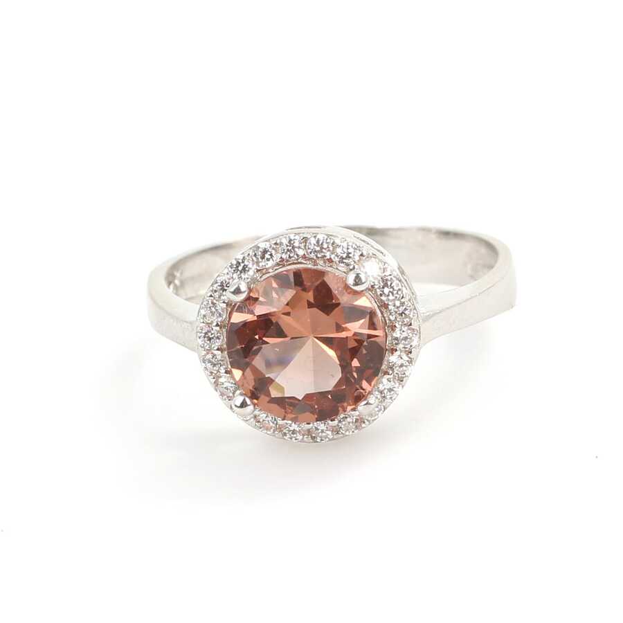 925 Sterling Silver Round Zultanite Ring with Zircon Accents