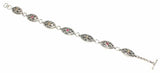 Sterling Silver & Bronze Antique Bracelet - Red Zircon Oval Design