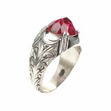 Premium 925 Sterling Silver Oval Faceted Synthetic Ruby Ring