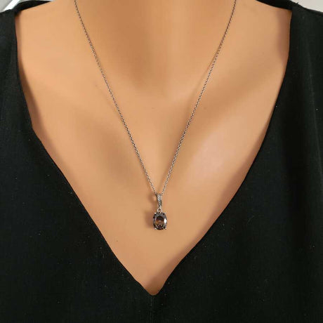 Premium 925 Sterling Silver Oval Mystic Topaz Necklace