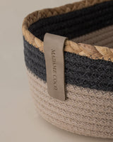 Panier de rangement ovale - Bac d'organisation maison gris et beige