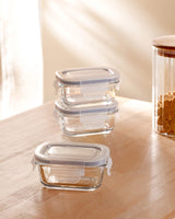 Set of 3 Mini Rectangular Food Storage Containers - 120ml Each