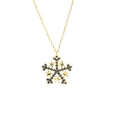 Premium 925 Sterling Silver Snowflake Necklace Black Stone