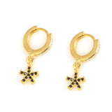Sterling Silver Hoop Earrings - Snowflake Zircon Design