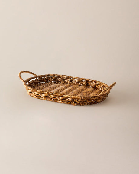 Versatile Plastic Oval Serving Tray - Natural Modern Design