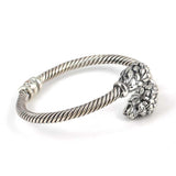 925 Sterling Silver Men's Twisted Bracelet with Lion Head Design