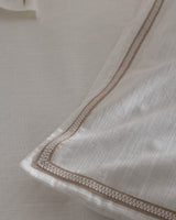 Double Size 100% Cotton Washed Duvet Cover Set - Linen-Look White & Beige Bedding