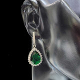 Premium 925 Sterling Silver Drop Emerald Entourage Earrings