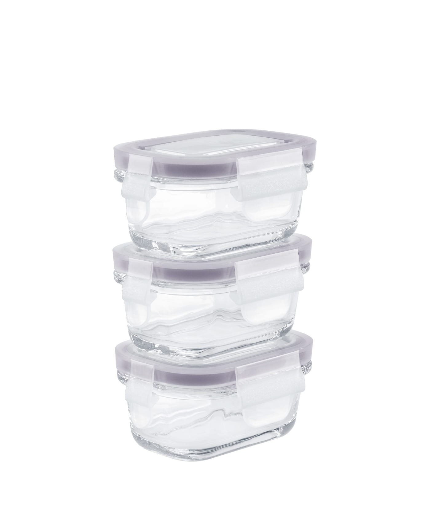 Set of 3 Mini Rectangular Food Storage Containers - 120ml Each