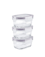 Set of 3 Mini Rectangular Food Storage Containers - 120ml Each
