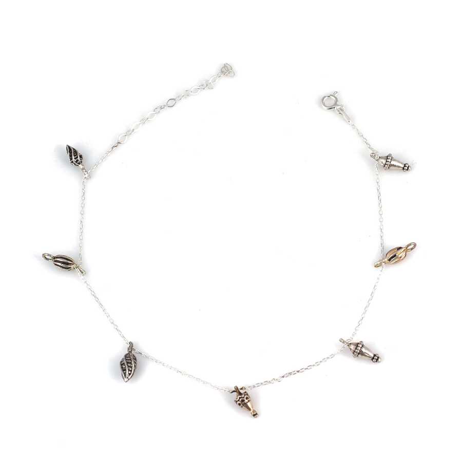 Elegant 925 Sterling Silver Pine Tree & Pinecone Charm Anklet