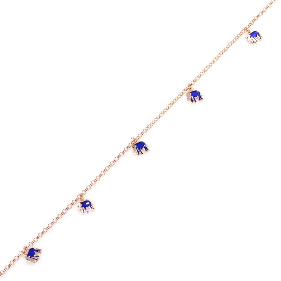Sterling Silver Enamel Elephant Anklet - Delicate Charm Design