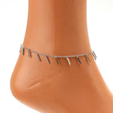 Premium 925 Sterling Silver Fringed Bar Anklet