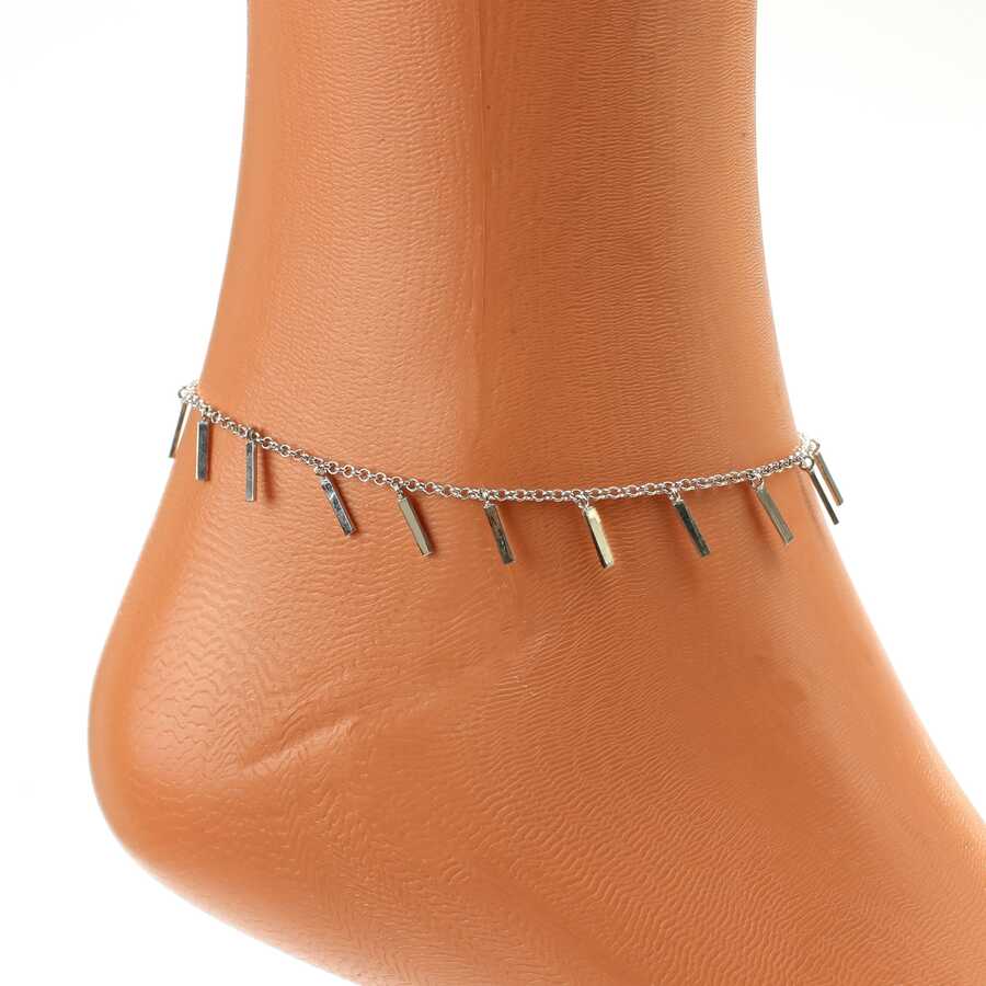 Premium 925 Sterling Silver Fringed Bar Anklet