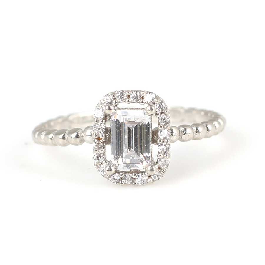 Bague baguette en argent sterling de qualité supérieure