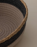 Panier de rangement ovale - Bac d'organisation maison gris et beige
