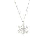 Sterling Silver Zircon Snowflake Pendant Necklace - Winter Elegance