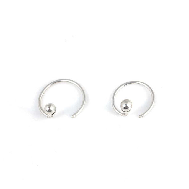 925 Sterling Silver Hoop Earrings - Minimalist Round Ball Design