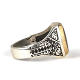 925 Sterling Silver Men's Ring - Black Enamel with Zircon Stones