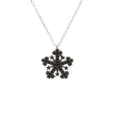 Premium 925 Sterling Silver Black Stone Snowflake Necklace