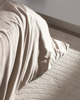 Verne King Size 100% Cotton Sateen Printed Piped Bedding Set - Beige/White