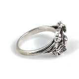 Sterling Silver Double Leaf Ring - Hand-Enameled Red Design