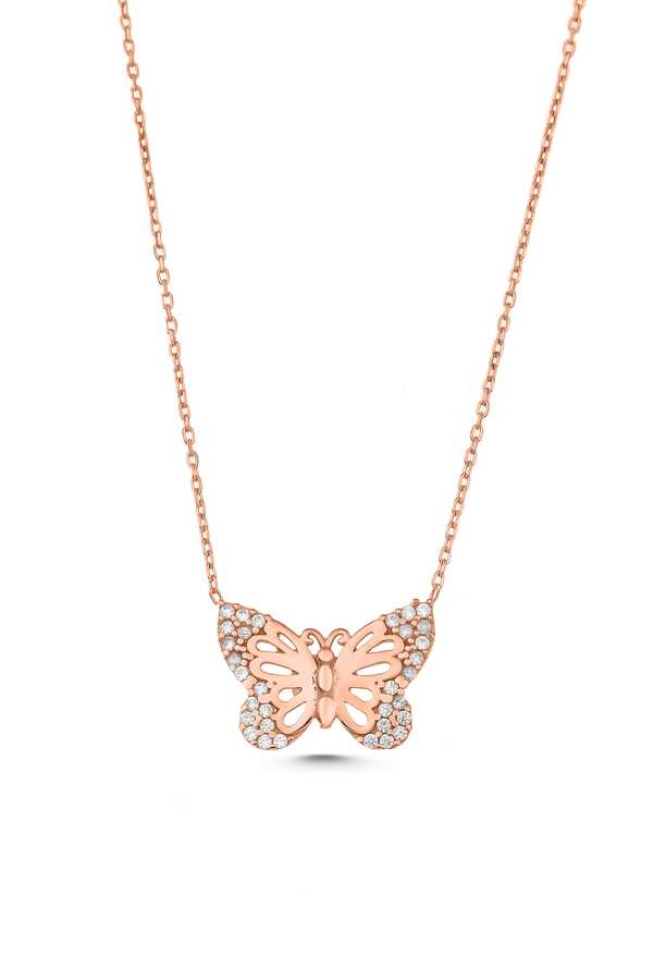 Premium Sterling Silver Butterfly Garden Necklace White