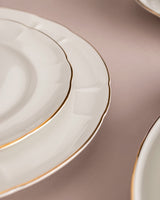 Fine Bone Porcelain 6-Person Dinner Set - Elegant White & Gold