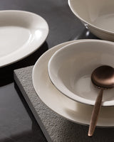 New Bone Porcelain 6-Person Dinner Set - Solara White & Silver