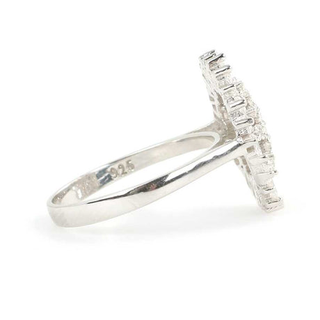 925 Sterling Silver Oval Baguette Zircon Ring - Contemporary Elegance