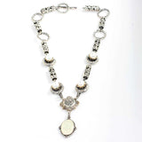 Sterling Silver Enamel Pearl Byzantine Necklace - Constantin Design