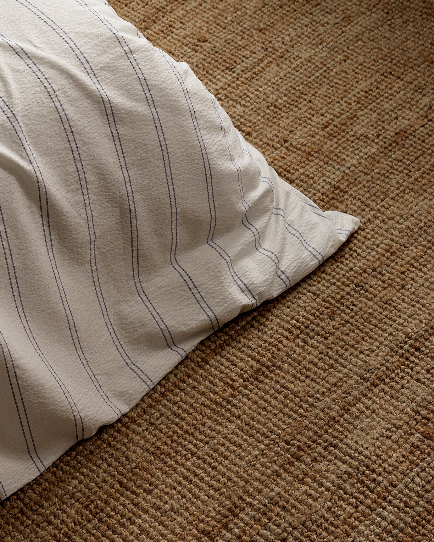 100% Cotton Single Duvet Set - Waffle Texture & Stripes