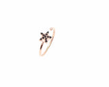 Premium 925 Sterling Silver Star Ring Pink Black Stone