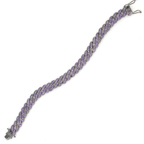 Premium Sterling Silver Purple Stone Curb Chain Bracelet