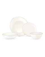 New Bone China Dinnerware Set - Alette Silver Accents
