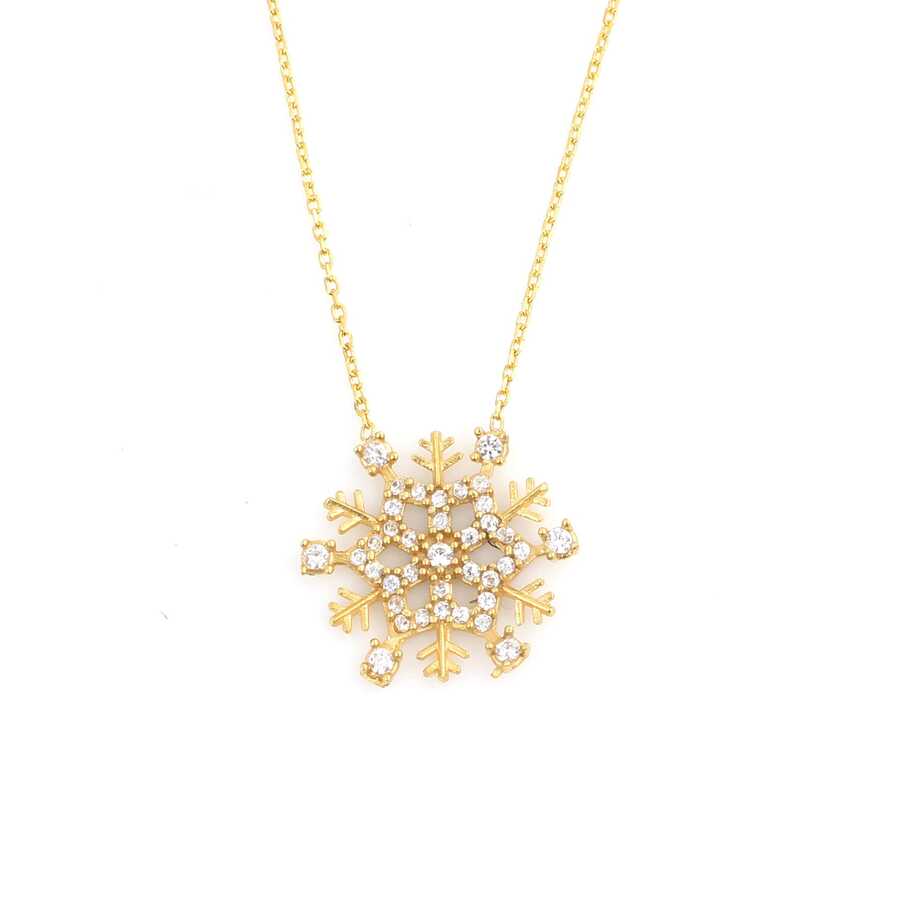 925 Sterling Silver Snowflake Charm Pendant Necklace