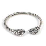925 Sterling Silver Lion Head Twisted Men's Bracelet