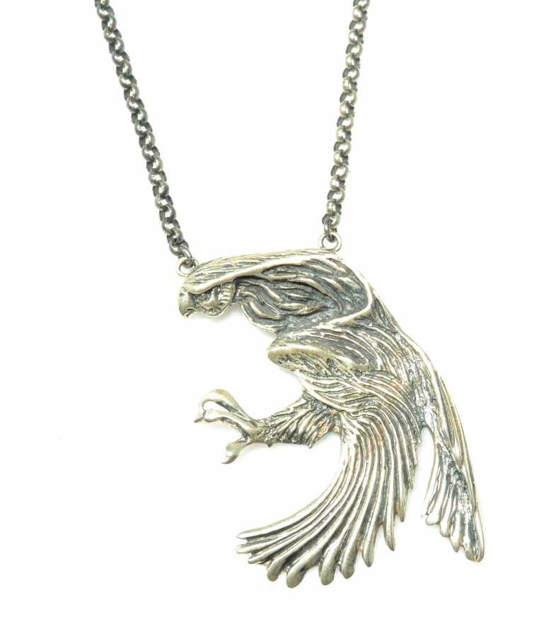 Sterling Silver Eagle Pendant Necklace - Majestic & Detailed Design