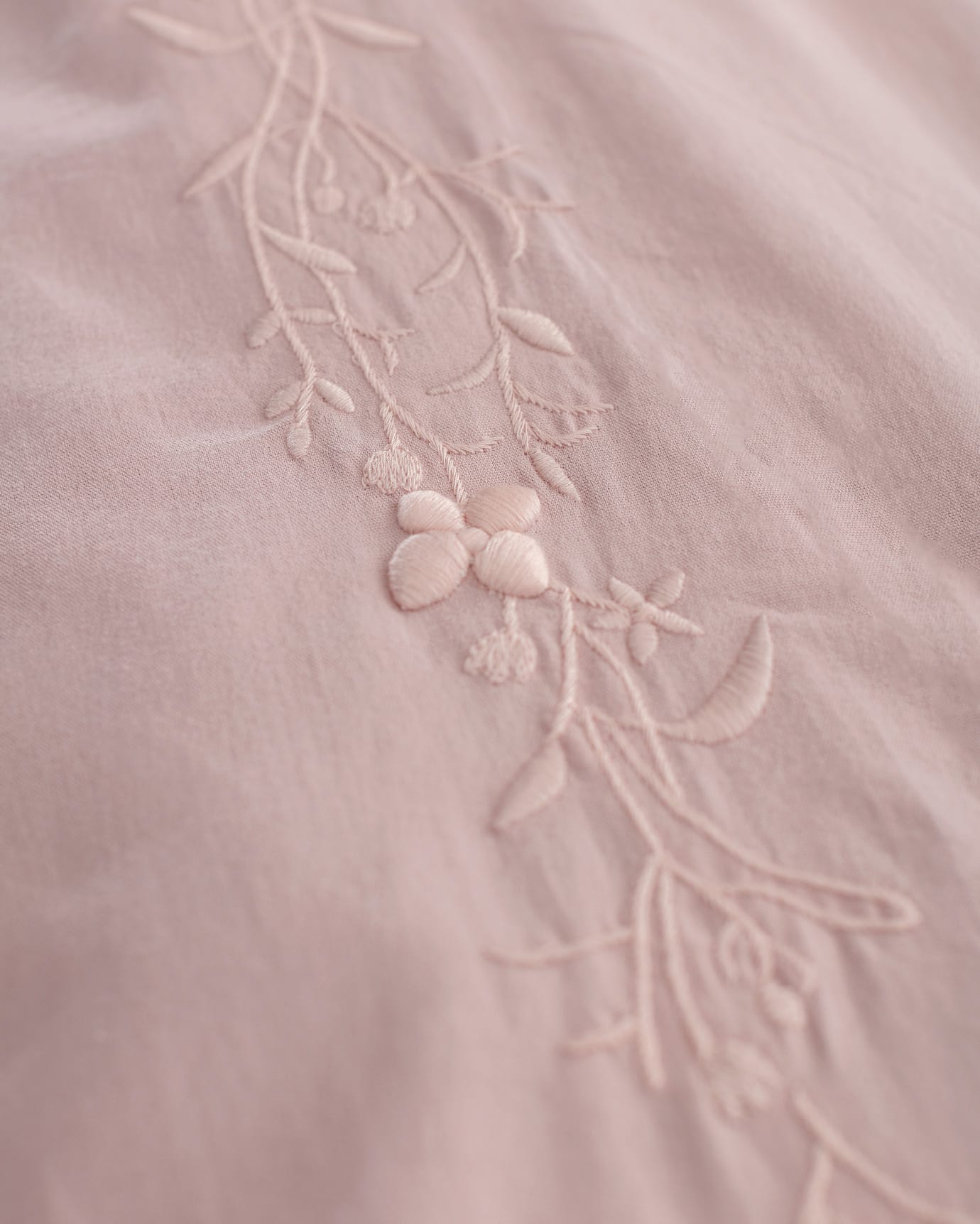 Blush Pink 100% Cotton Embroidered Full/Queen Duvet Cover Set