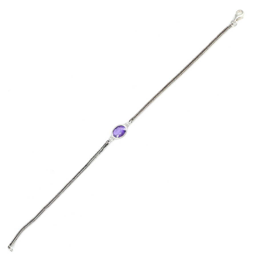 Professional Sterling Silver Amethyst Fox Tail Bracelet