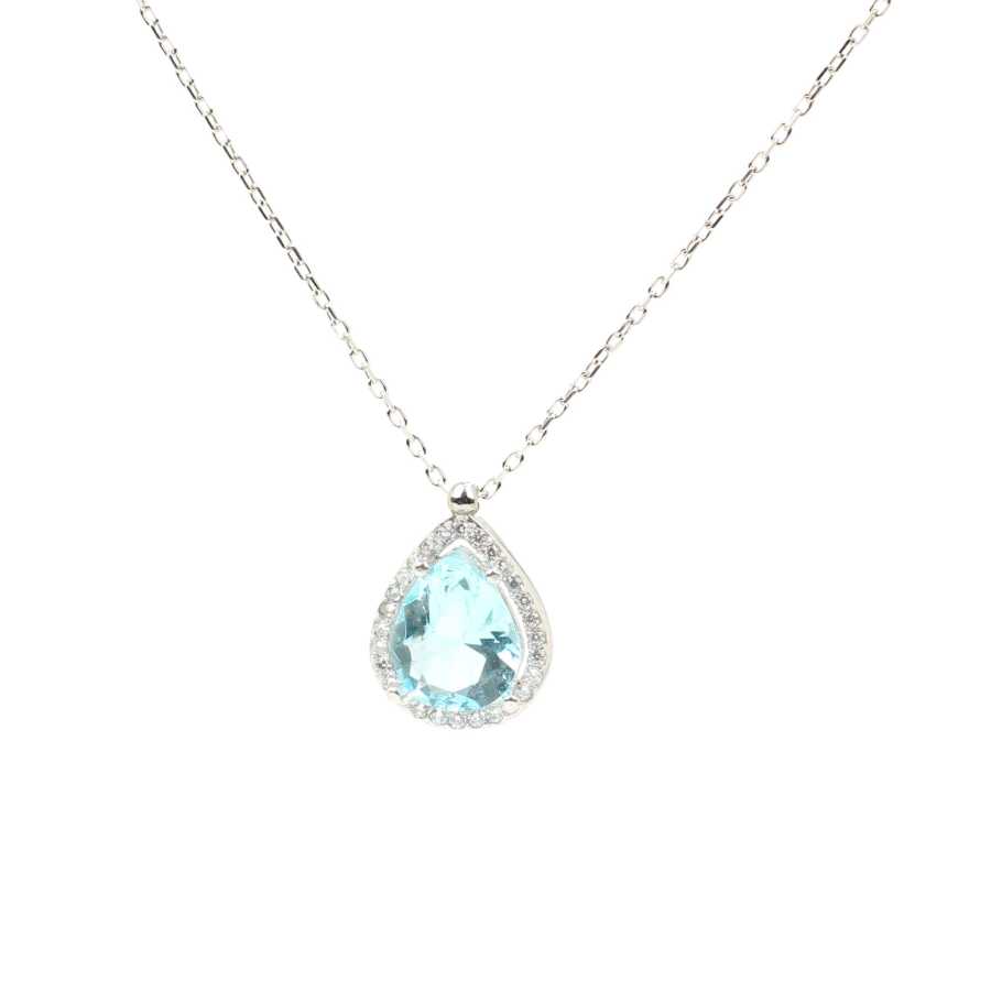Professional Sterling Silver Aquamarine Drop Necklace